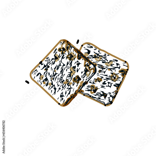 color sketch of a cracker cake with a transparent background