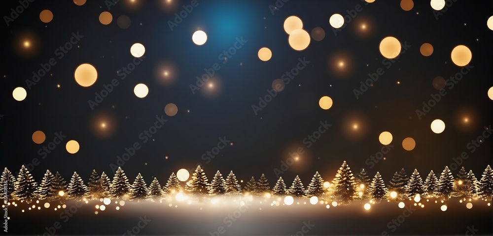 Glowing golden christmas lights bokeh background - obrazy, fototapety, plakaty 