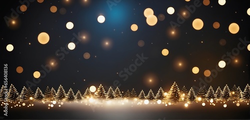 Glowing golden christmas lights bokeh background