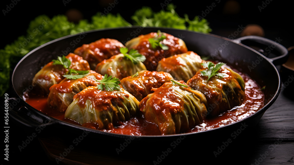 Cabbage Leaves Stuffed with a Mixture of Rice