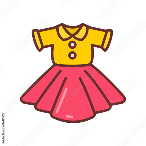 Girl Dress icon in vector. Illustration