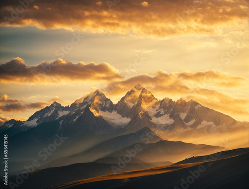 Mountain landscape at sunset. Himalaya, Nepal, Asia.