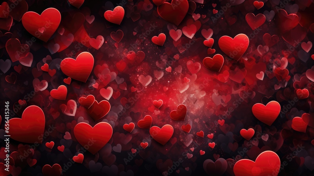 Red and burgundy background with hearts