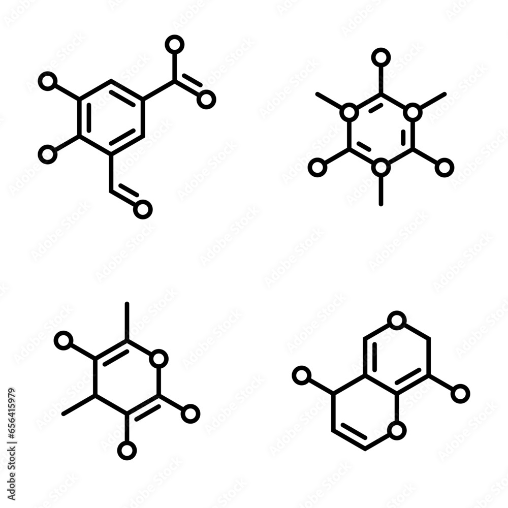 Vector chemical structural formula icon. Molecule symbol collection ...