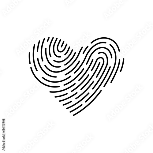 Vector heart shaped fingerprint. Line id app icon
