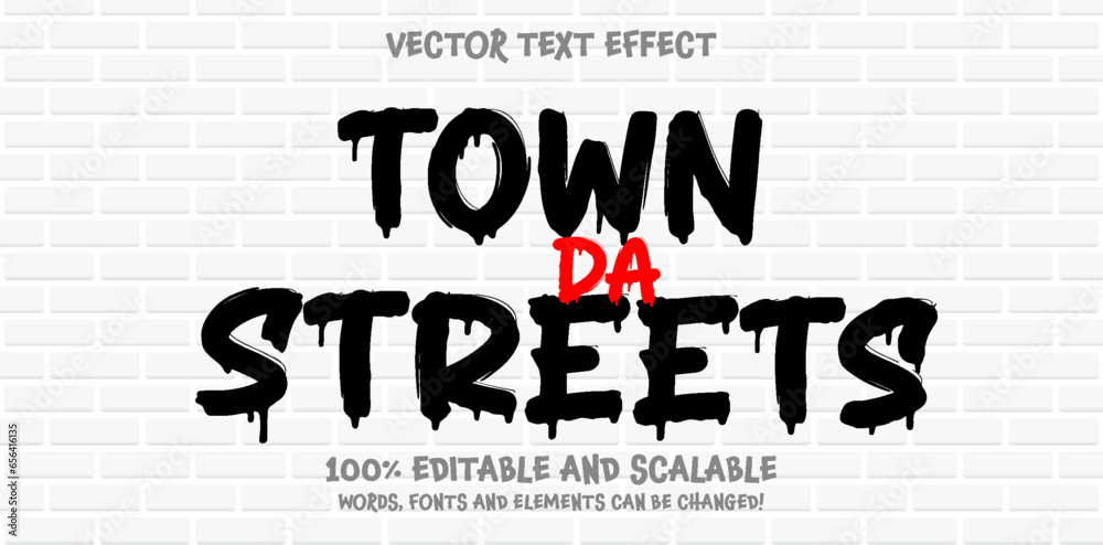 Back To The Streets Graffiti Tagging editable text style effect with Back and White, Red colors, fit for street art theme.