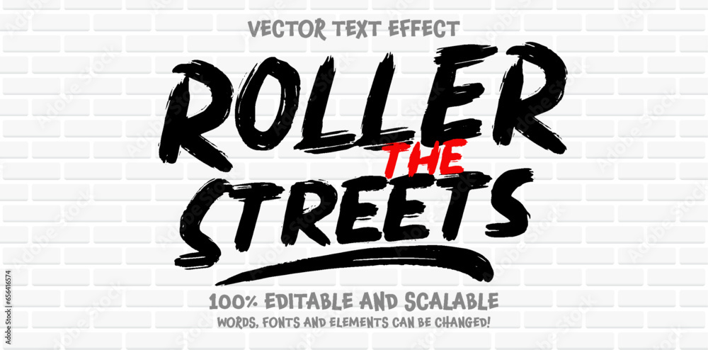 City editable text style effect with Back and White, Red colors, fit for street art theme.
