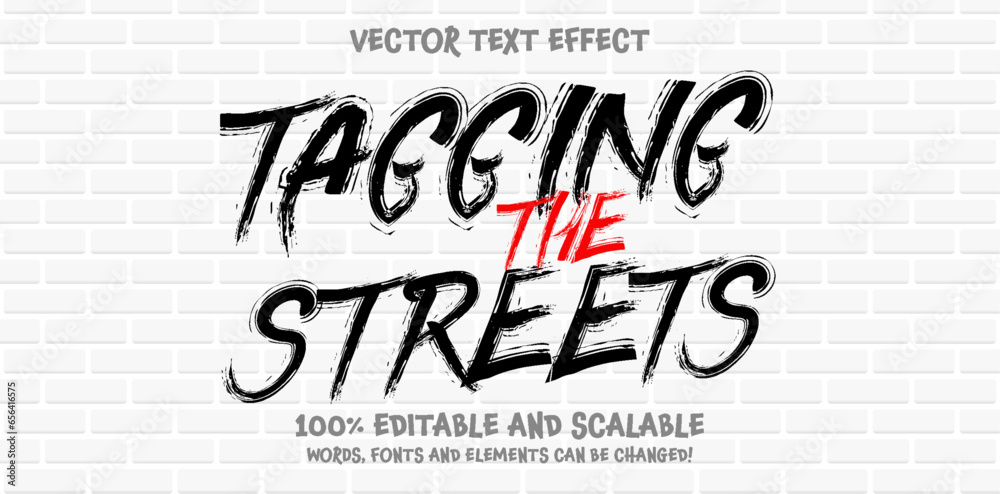 Tagging text style effect with Back and White, Red colors, fit for street art theme.. - obrazy, fototapety, plakaty 