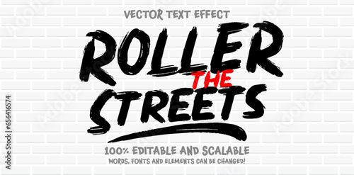 City editable text style effect with Back and White, Red colors, fit for street art theme.