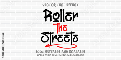 Circle Brush text style effect with Back and White, Red colors, fit for street art theme.