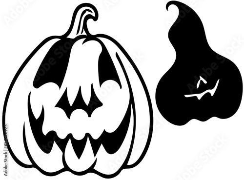 Halloween pumpkin isolated on white background, vector illustration of spooky pumpkin ghost