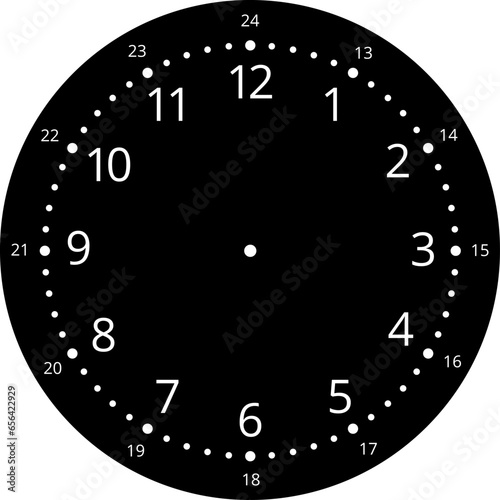 Mechanical clock faces with arabic numerals, bezel. Blank measuring circle scale. Timer or stopwatch. Vector illustration.