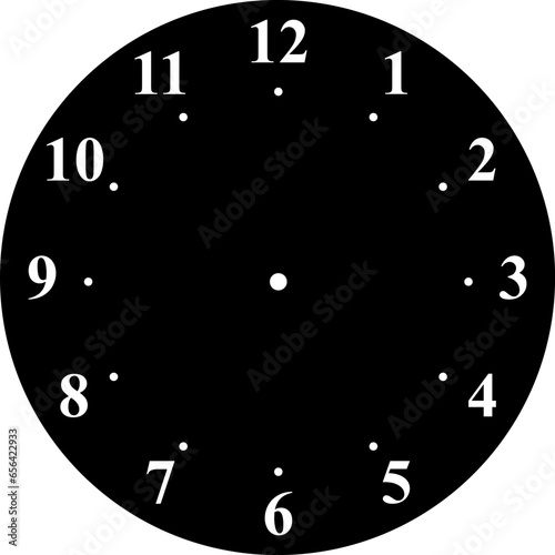 Mechanical clock faces with arabic numerals, bezel. Blank measuring circle scale. Timer or stopwatch. Vector illustration.