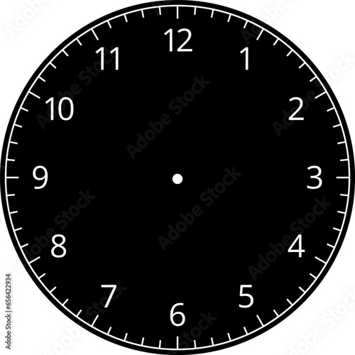 Mechanical clock faces with arabic numerals, bezel. Blank measuring circle scale. Timer or stopwatch. Vector illustration.