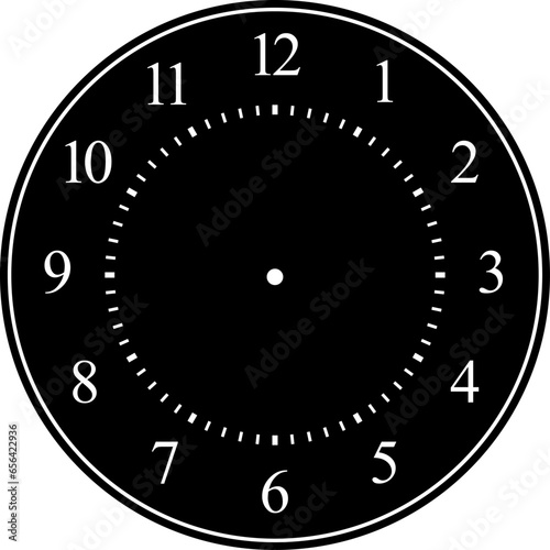 Mechanical clock faces with arabic numerals, bezel. Blank measuring circle scale. Timer or stopwatch. Vector illustration.