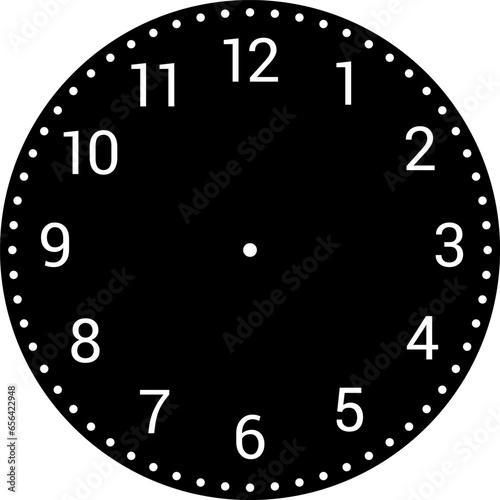 Mechanical clock faces with arabic numerals, bezel. Blank measuring circle scale. Timer or stopwatch. Vector illustration.