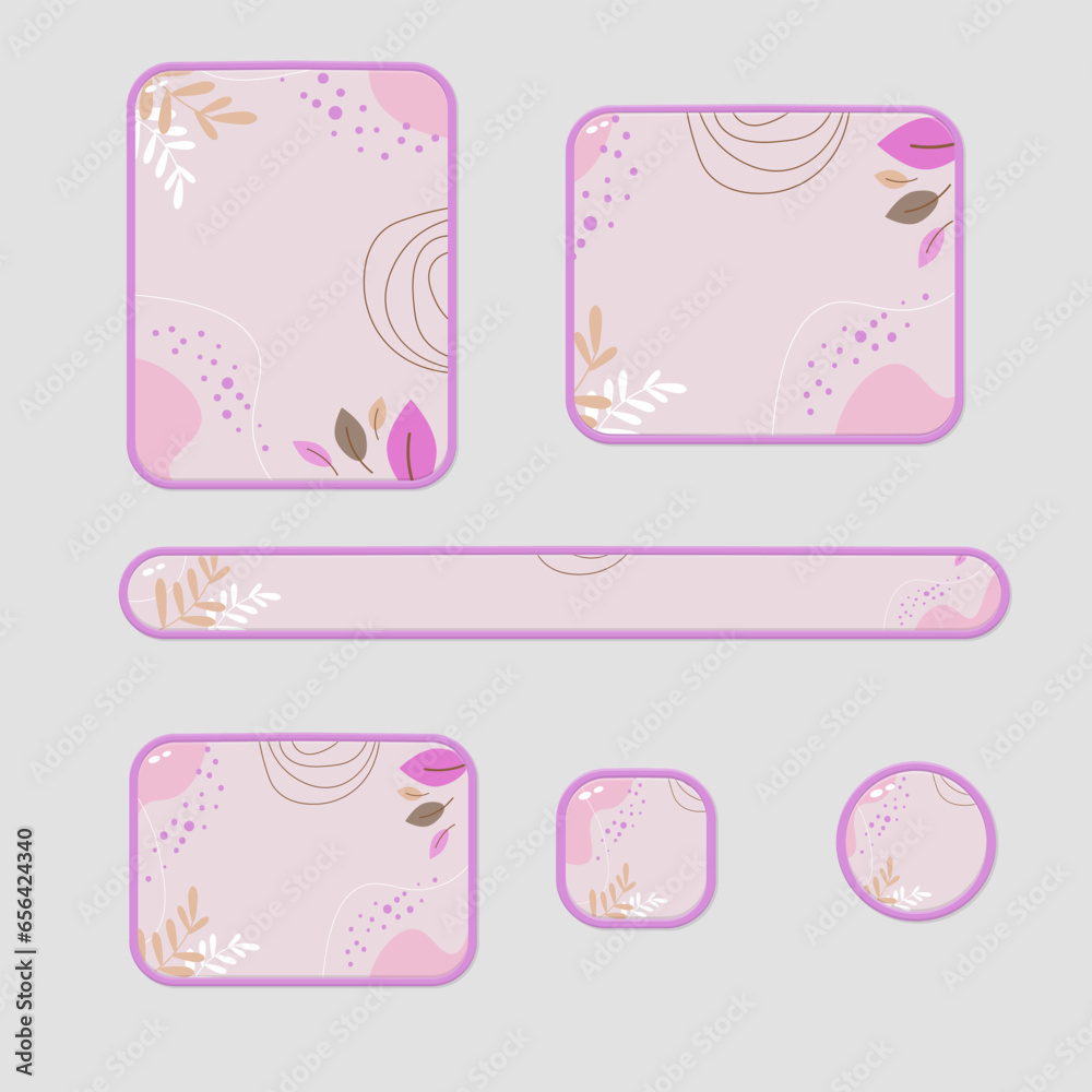 Game UI Pop Up Window Set Isolated Pink Floral Wallpaper Background Memphis Abstract Style Vector Design Game UI Pop Up Window Set Isolated Pink Floral Wallpaper Background Memphis Abstract Style Vector Design