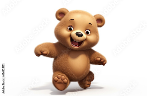 A charming cartoon of a cute baby bear with a sweet expression is isolated on a white background, perfect for adorable and warm illustrations.