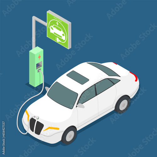 Electric Vehicle charging station, electric car with solar cells , EV car
