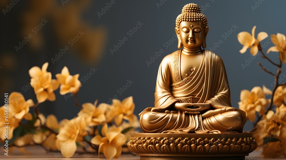 Fototapeta premium buddha golden statue minimalist background