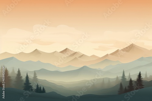 Natural Landscape, Such As Forest Or Mountain Range, With Simplified Shapes And Calming Colors, Conveying Sense Of Peace And Connection To Nature © Anastasiia