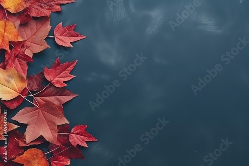 A Group Of Leaves Laying On Top Of A Blue Surface
