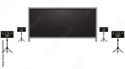 outdoor cinema and speaker on the white background