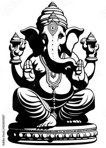 Hand drawn sketch of lord Ganesh vector.