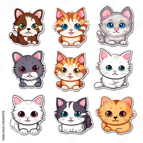 set of cats stickers