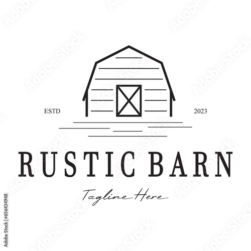Vintage organic farmhouse or barn,warehouse, rustic barn and animal farmhouse logo design.
