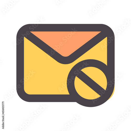 email blocker flat line icon