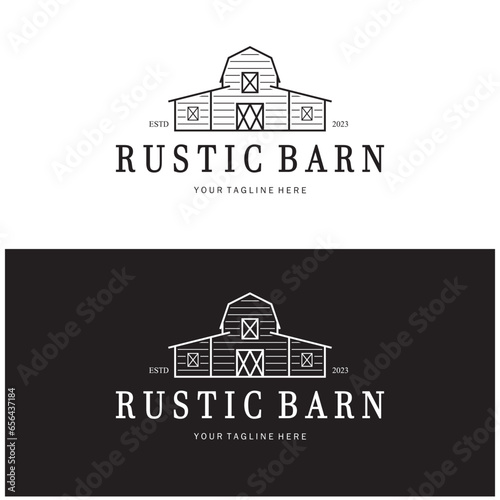 Vintage organic farmhouse or barn,warehouse, rustic barn and animal farmhouse logo design.