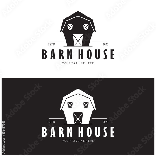 Vintage organic farmhouse or barn,warehouse, rustic barn and animal farmhouse logo design.