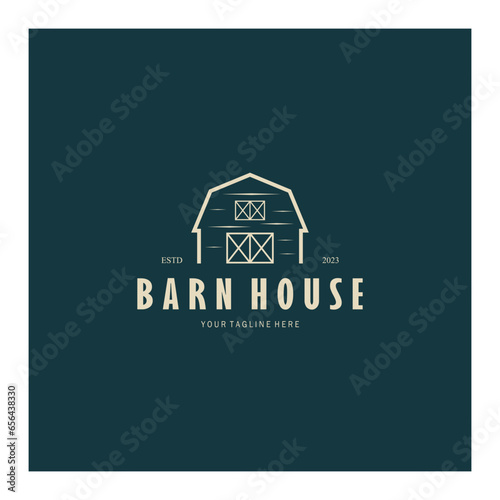 Vintage organic farmhouse or barn,warehouse, rustic barn and animal farmhouse logo design.
