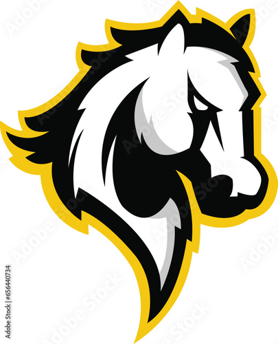 horse Logo design, horse sport logo vector , horse head illustration vector drawing, Mascot Brave horse Logo design any kind of graphic work, using the concept of a horse's head, Esport game logo icon