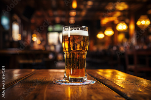 Glass of beer in a pub, ai generated