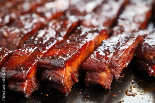 close view of perfectly caramelized pork ribs edges