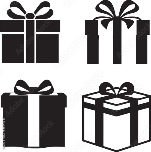 Gift boxes set illustration. Silhouette gift box vector icon