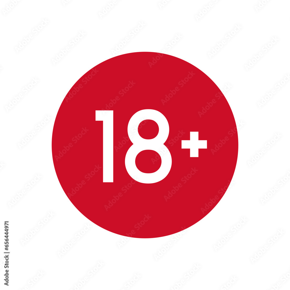 Prohibited under 18 symbol. Over 18 years old. Sign icon vector Prohibited under 18 symbol. Over 18 years old. Sign icon vector