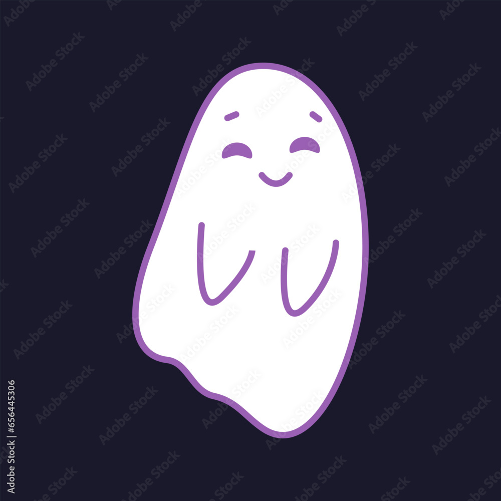 Ghost. Smiling cute ghost icon in naive style. Ghost. Smiling cute ghost icon in naive style.