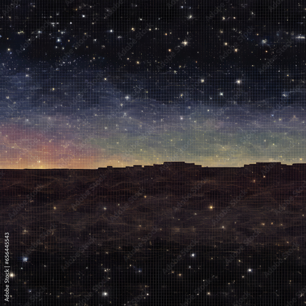 Pixelated night with stars
