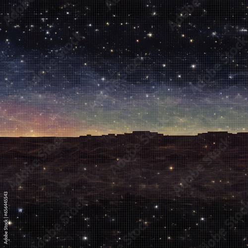 Pixelated night with stars