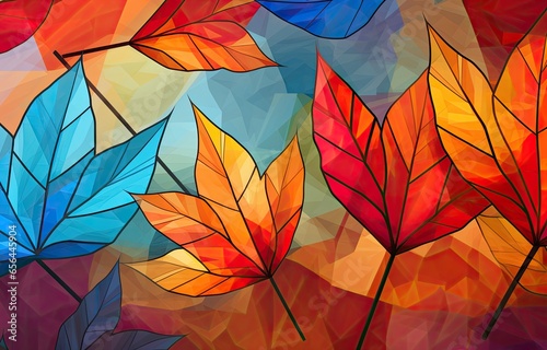 Abstract and colorful autumn leaves wallpaper. Generative AI