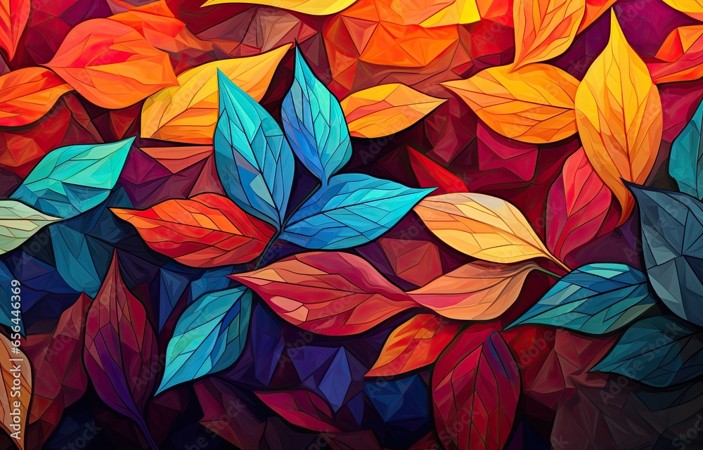Abstract and colorful autumn leaves wallpaper. Generative AI Abstract and colorful autumn leaves wallpaper. Generative AI