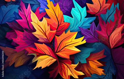 Abstract and colorful autumn leaves wallpaper. Generative AI