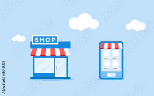 ONLINE SHOP VS OFFLINE SHOP. E COMMERCE VS TRADIOTIONAL RETAIL. MARKET COMPETITION IN THE DIGITAL ERA WHERE TRADITIONAL SHOPS HAVE TO BE OVERTAKEN BY E-COMMERCE. ONLINE SHOP AS AN ALTERNATVE TO SHOP.