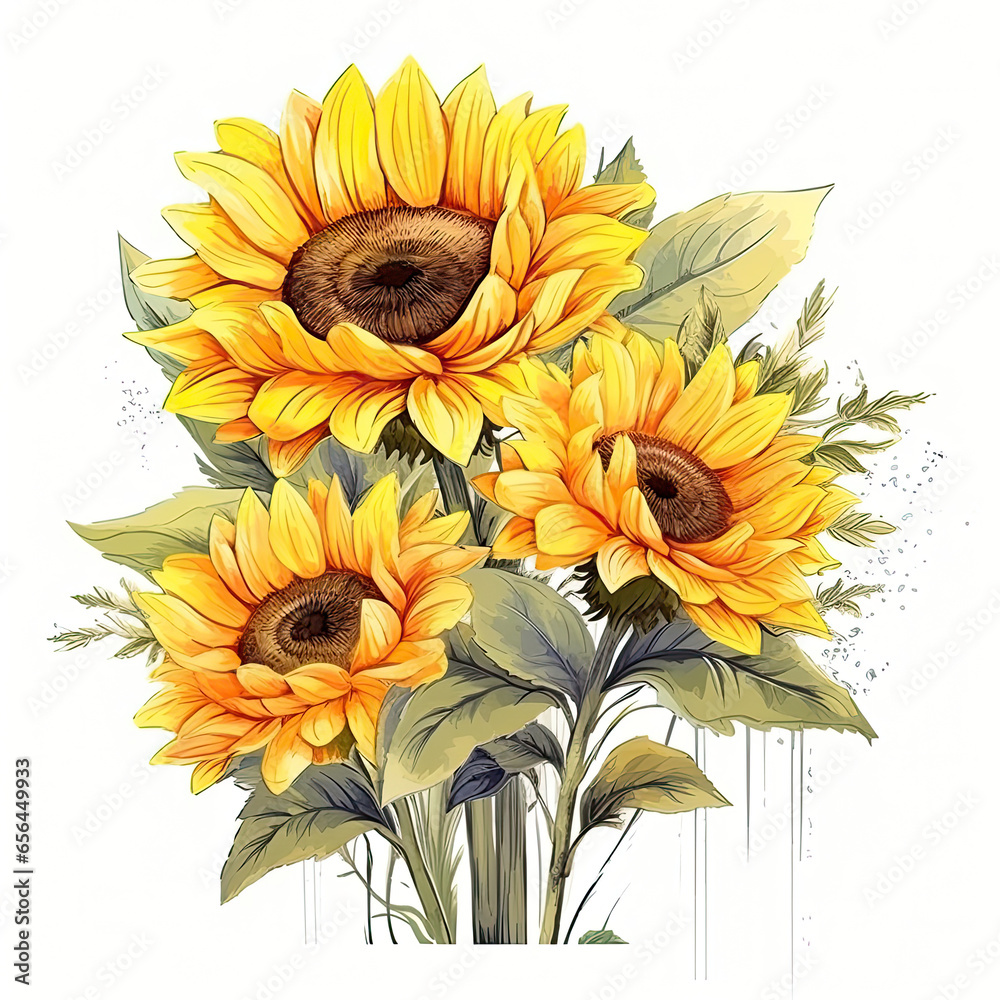 Sunflower Elegance: Watercolor Summer Bloom Sunflower Elegance: Watercolor Summer Bloom