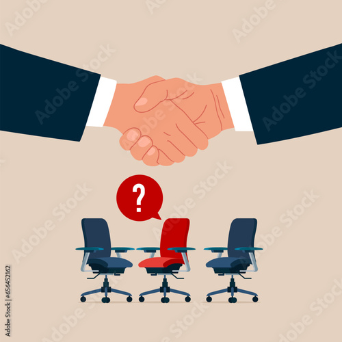 Shake hands and agree to do business. Search for new talent and best candidate. Flat vector illustration.