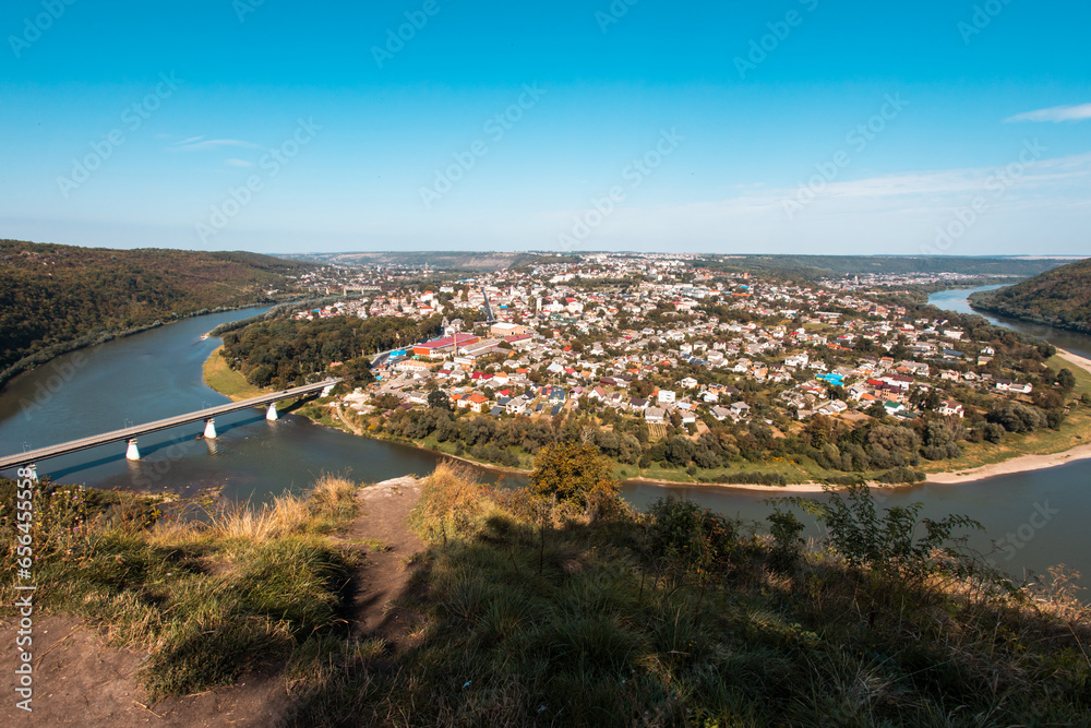 view of the village of Zalishchiki, Ukraine