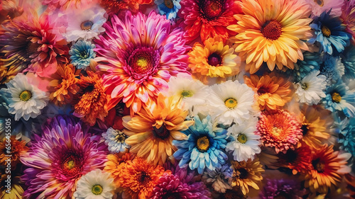 multicolored flowers light background mix.